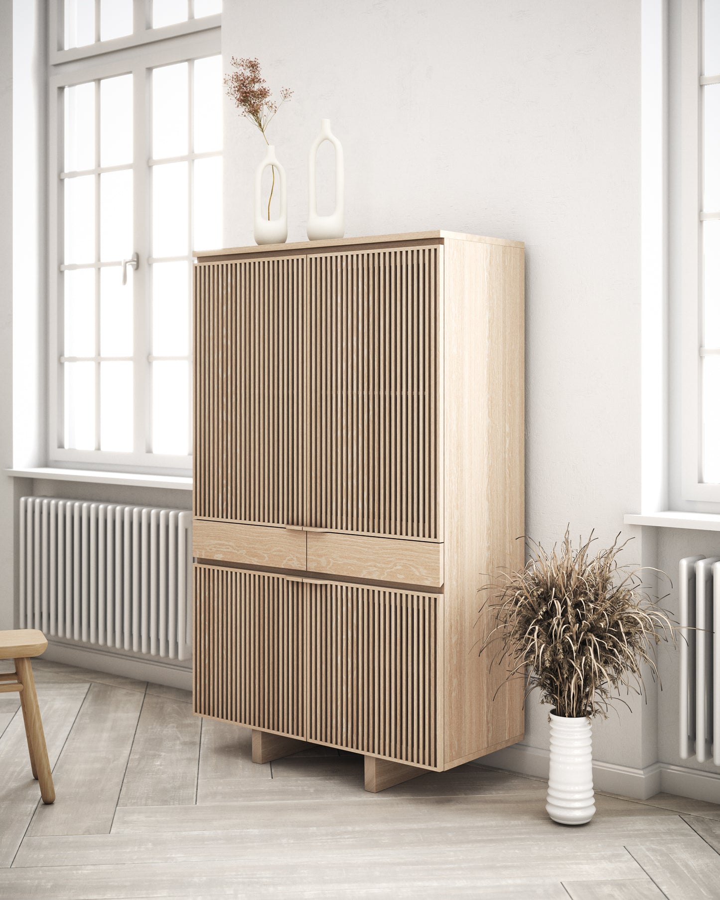 Eleganter Barschrank im Japandi-Stil