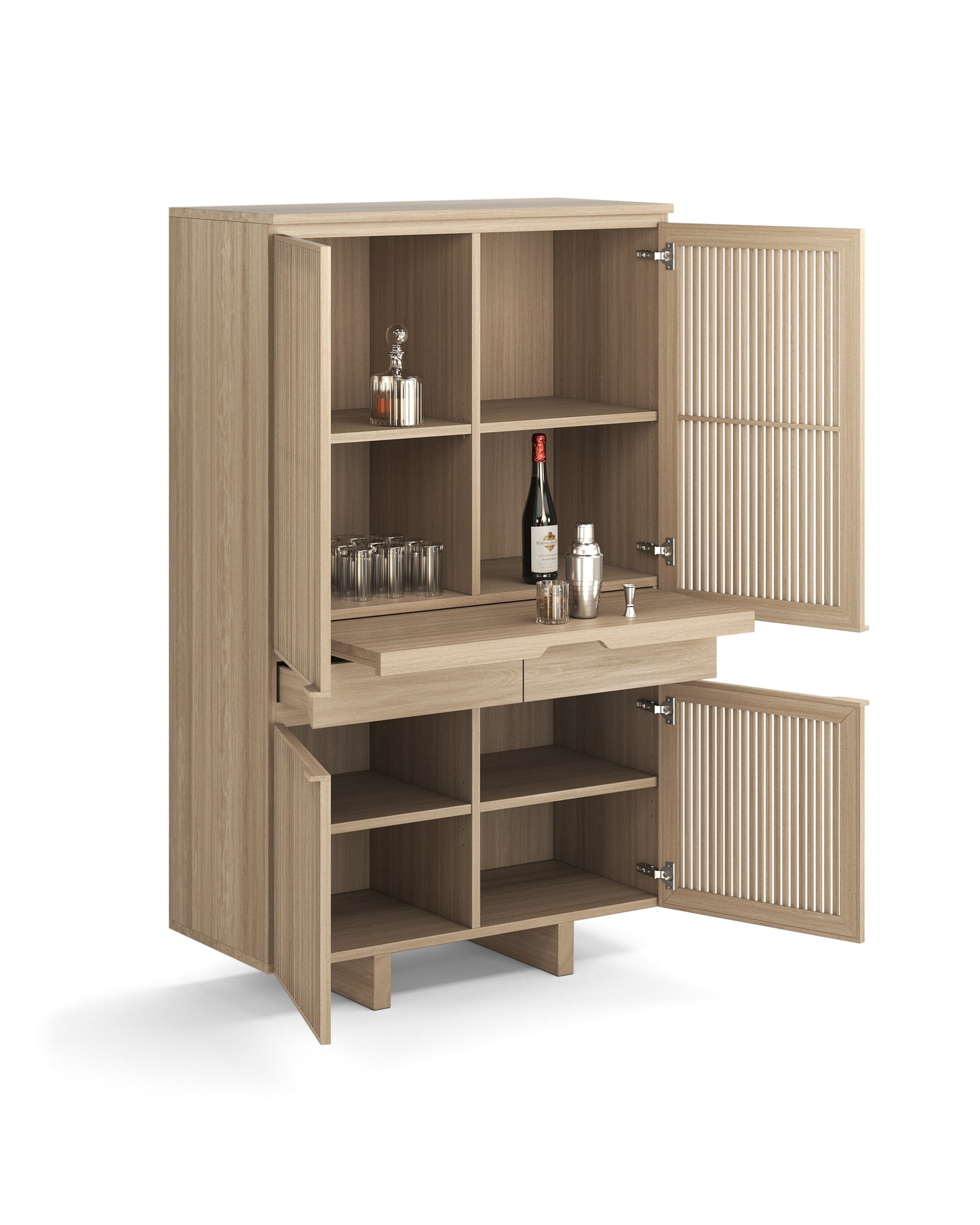 Eleganter Barschrank im Japandi-Stil