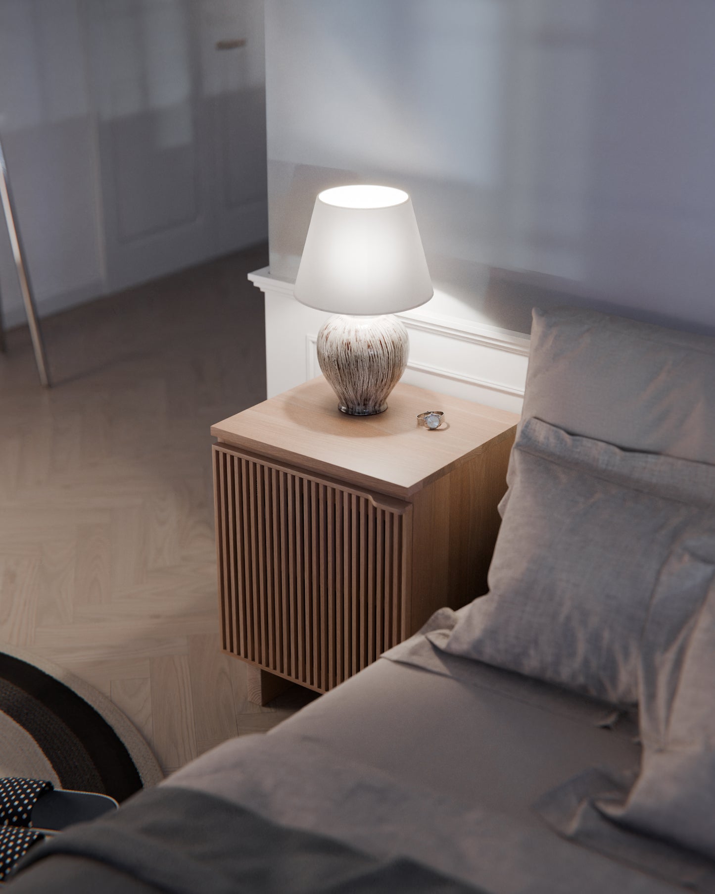 Nachttisch Nachtschrank Holz Eiche schmal