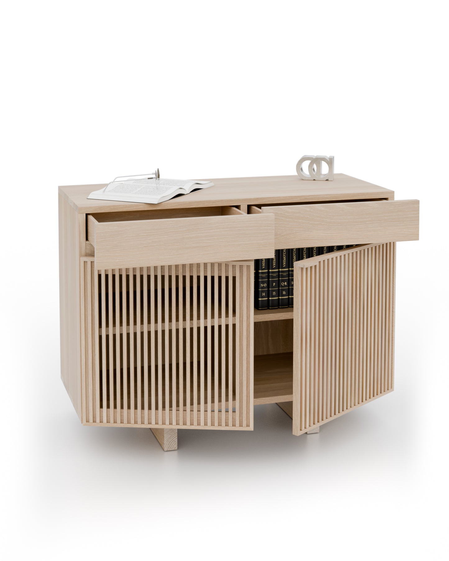 Japandi Sideboard Eiche Gekalkt