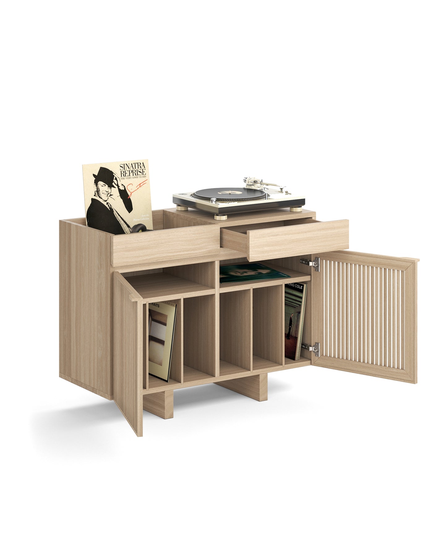 Schallplattenschrank im Japandi-Stil