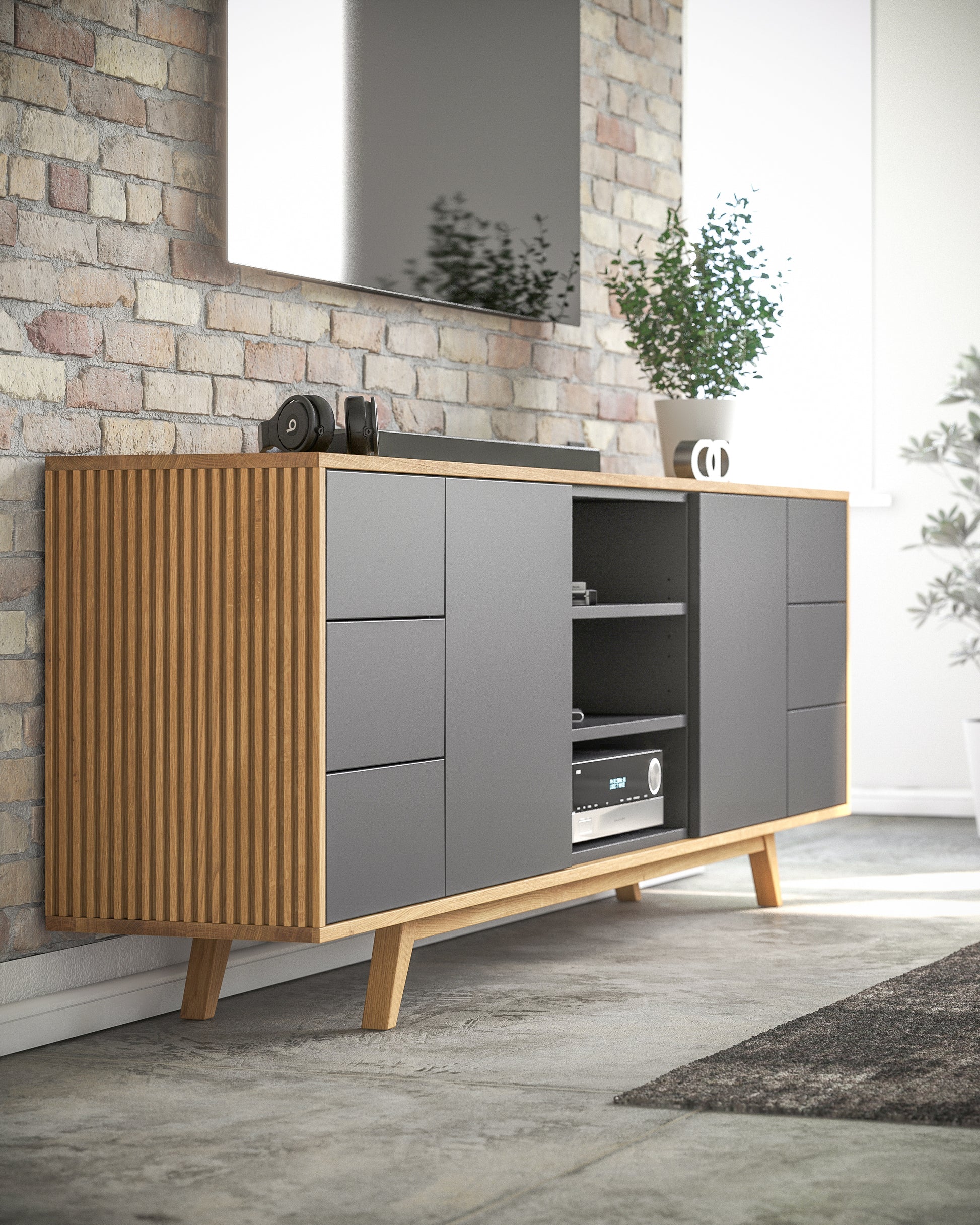 Sideboard XL in Eiche schwarz