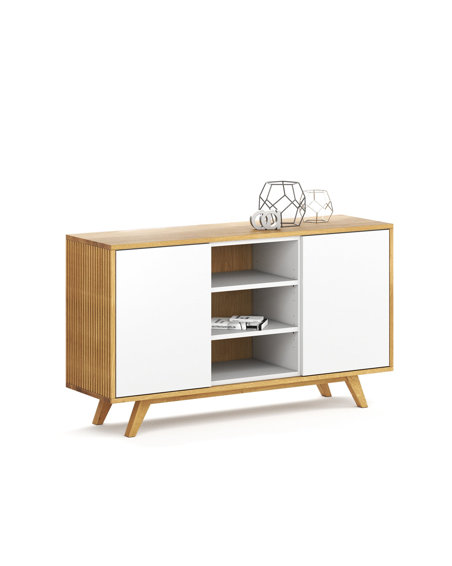 Sideboard S in Eiche weiß offen
