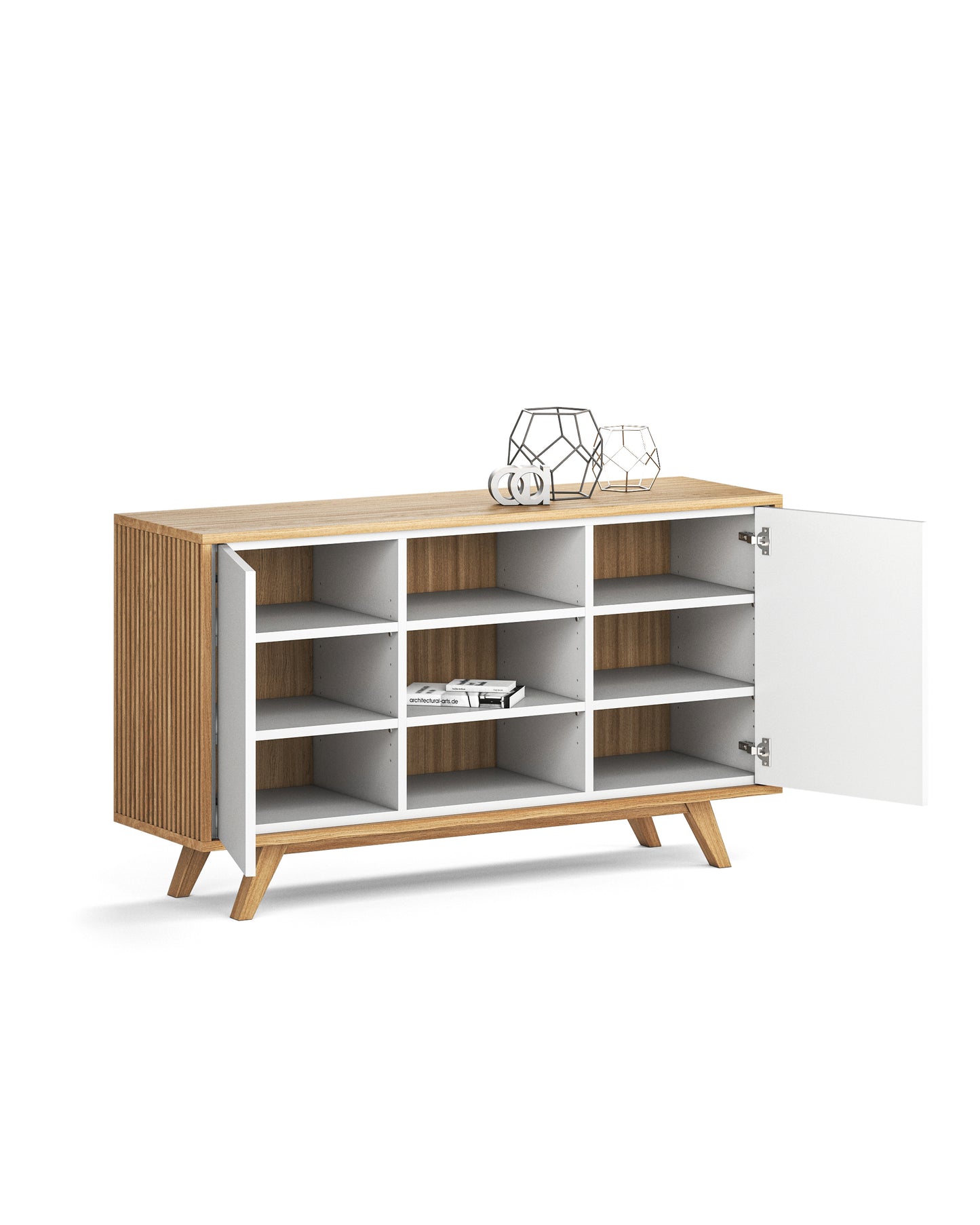 Sideboard S in Eiche weiß offen