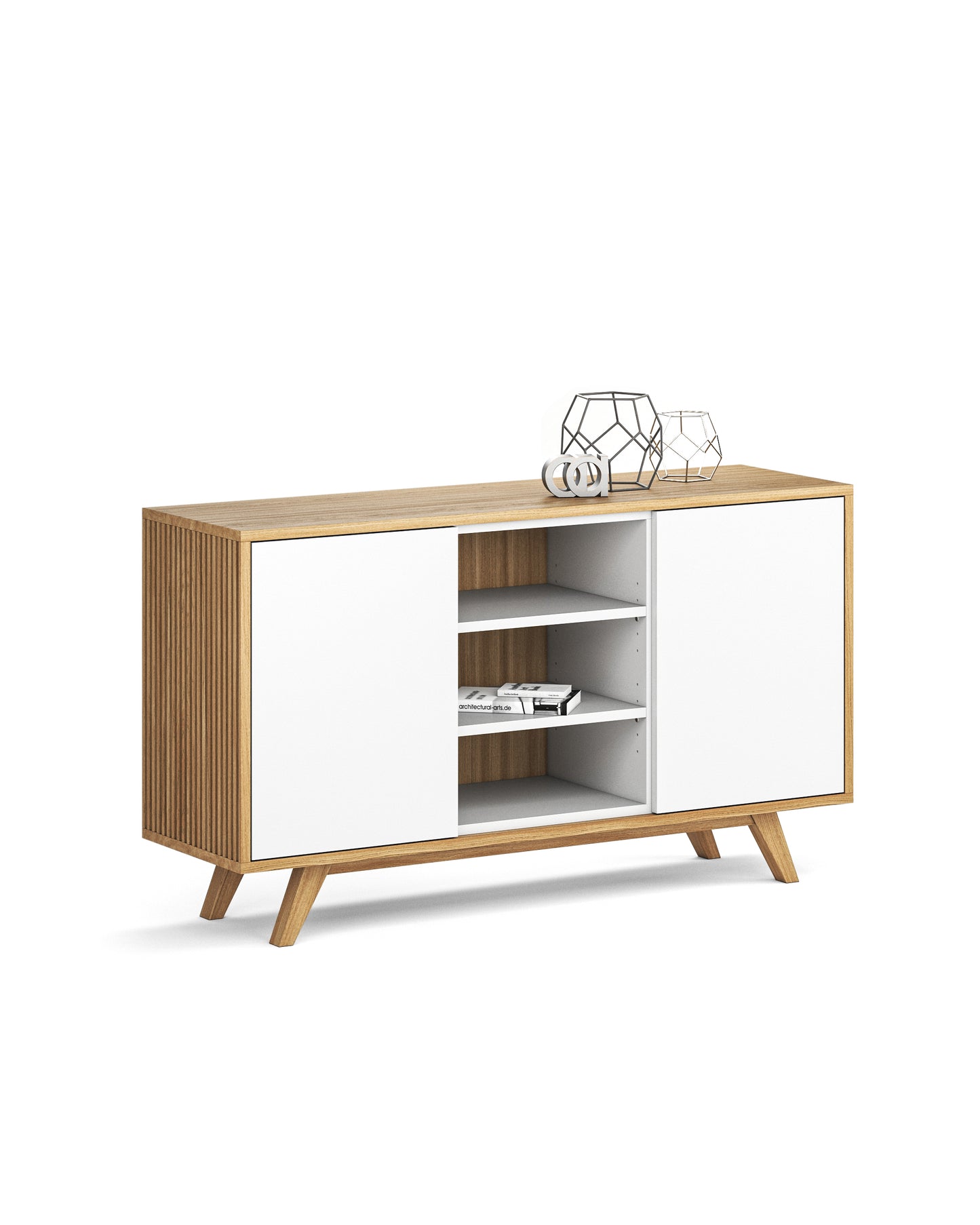 Sideboard S in Eiche weiß offen